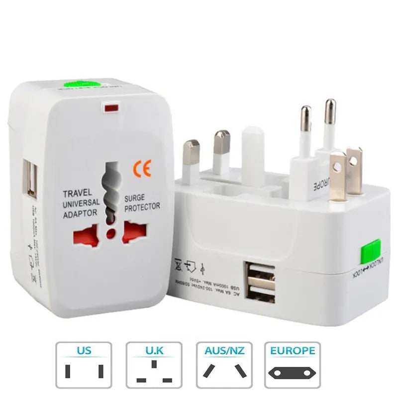 Adaptateur secteur de voyage universel avec chargeur mural (prise AU, US, UK, UE) Adaptateur secteur de voyage universel avec chargeur mural (prise AU, US, UK, UE)